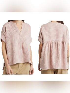 Madewell Floral Embroidered Lakeline Popover Shirt Oversized Top Warm Thisle NWT